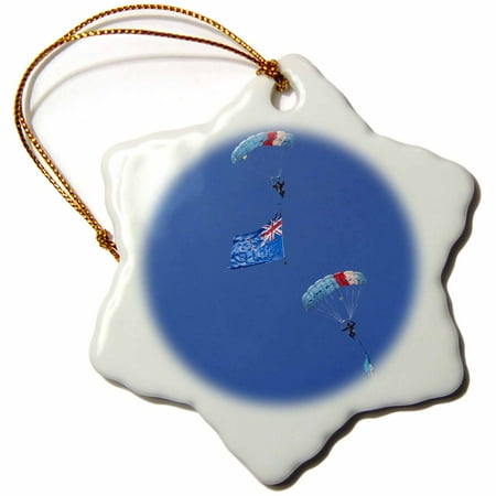 3dRose RNZAF Sky Diving, Warbirds over Wanaka, New Zealand - AU02 DWA7122 - David Wall, Snowflake Ornament, Porcelain, 3-inch
