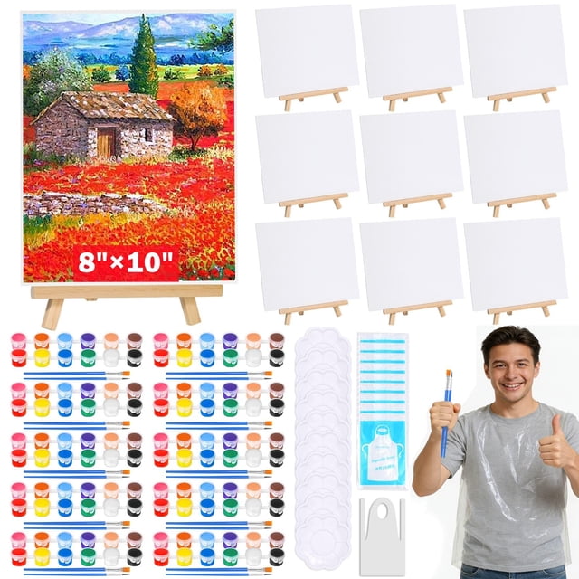 Set de lienzo y caballete para pintar Evatage, 8 x 10 pulgadas, paquete de 10