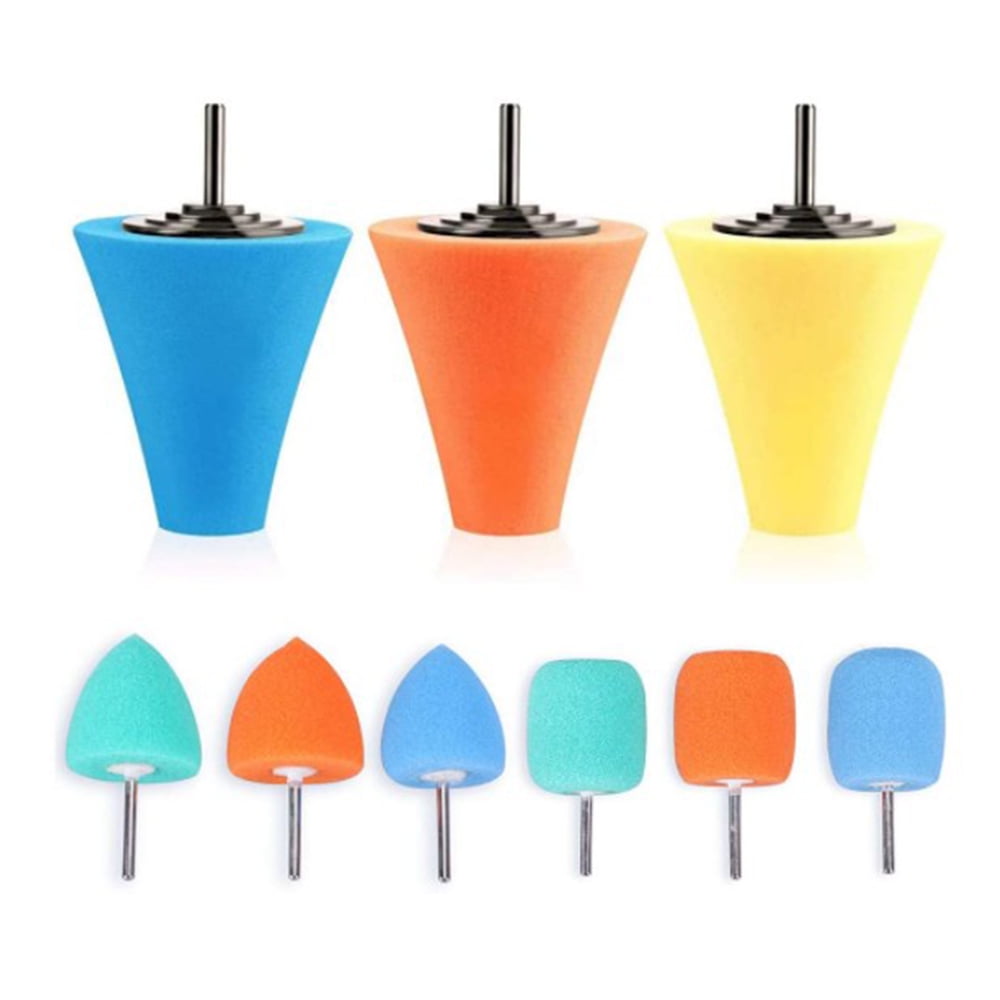 9PCS 1/4inch Shank Sponge Buffing &Polishing Cone for Automotive Car