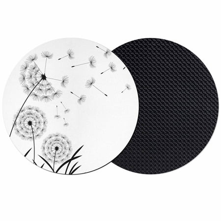 Spring Floral Coasters Set of 2 Modern Elegant Pastoral Flowers Black Absorbent Coasters for Drinks Coaster for Bar Office Dining Coffee Table Accessories Decor Non Slip Round Desk Coaster