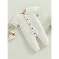 thumbnail image 4 of Musuos Baby Girls Boys Summer Casual Jumpsuit 3 6 12 18 24M Solid Color Short Sleeve O Neck Button Down Romper, 4 of 9