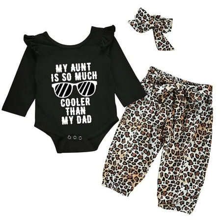 

Newborn Baby Girls 3-Piece Set Sleeve Long Clothes Bodysuit+Pants+Headband Summer