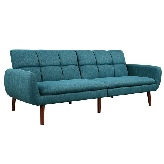 SEGMART Modern Fabric Sectional Sofa, 74'' x 35.8'' x 30.3'' Mid-Century Upholstery Fabric Sectional Sofas with Solid Wood Leg, Futon Loveseat Sofa Bed Furniture for Living Room, Blue, S5237