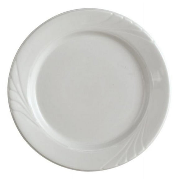 Tuxton China YPA-090 Sonoma 9 in. Embossed Plate China Plate - Porcelain White - 2 Dozen
