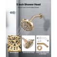 thumbnail image 4 of VEVOR Tub and Shower Faucet Set, Complete with 5-Inch Rainfall Shower Head and Bathtub Spout, 8-Setting Adjustable Spray, Single-Handle Tub Trim Kit, Gold Finish, 4 of 9
