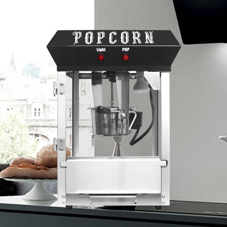 Popcorn Machine,Stainless-Steel Bar Style Popcorn Machine, 6-Ounce Popcorn Maker Popper,Black