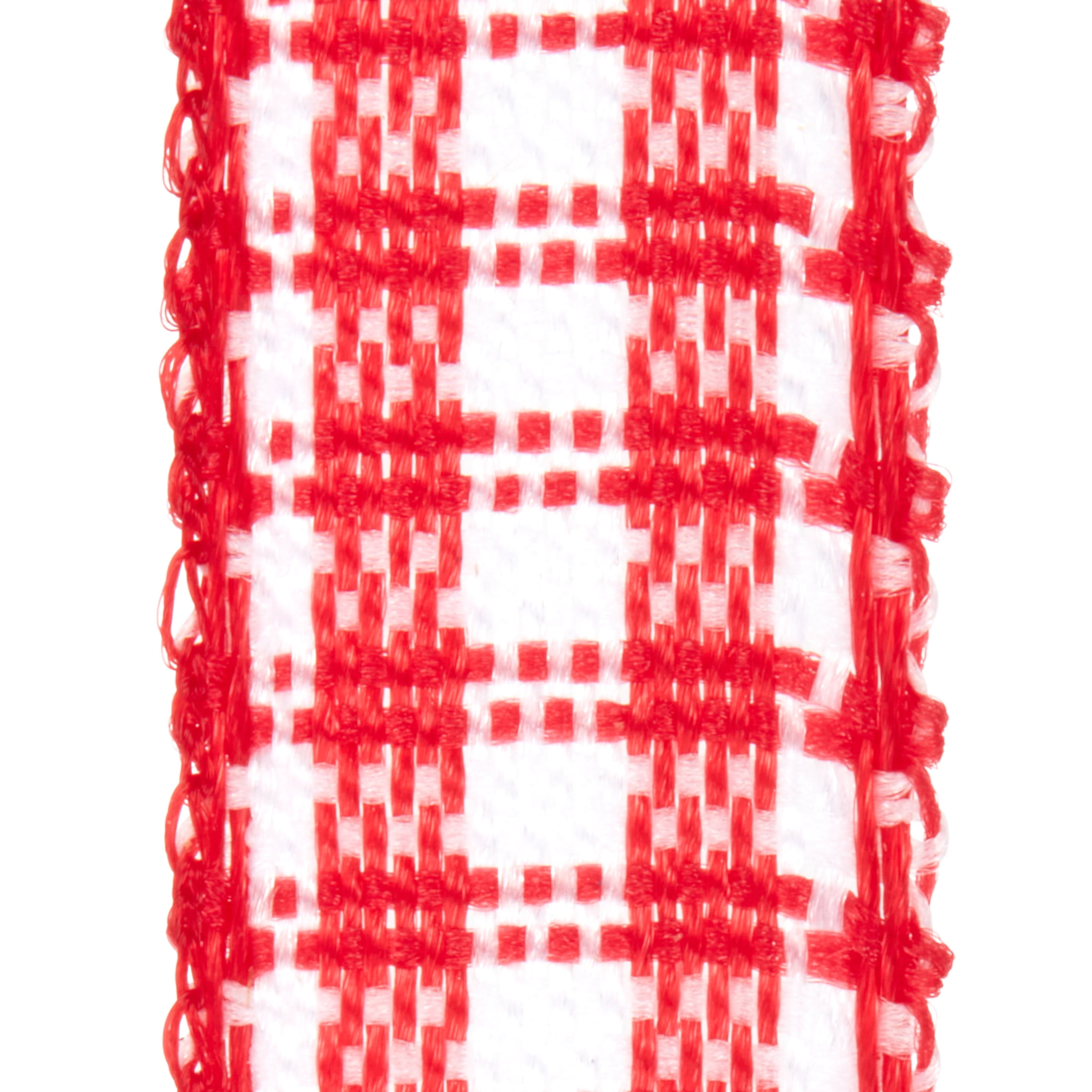 (4 pack) Offray Ribbon, Red and White 1/4 inch Microcheck Woven Ribbon, 12 feet
