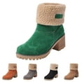 thumbnail image 2 of YLYL Boots for Women Heel Suede Fur Lined Fashion Casual Slip on Winter Warm Snow Boots, 2 of 8