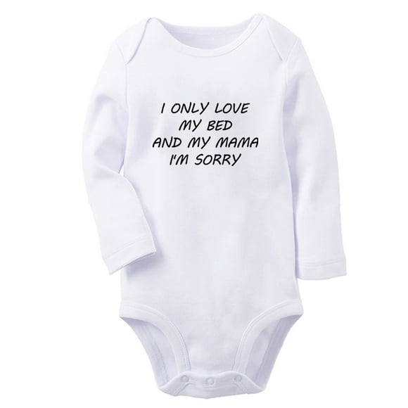 iDzn I only love my bed and my mama Funny Rompers, Newborn Baby Unisex Bodysuits, Infant Jumpsuits, Toddler 0-12 Months Kids Long Sleeves Oufits