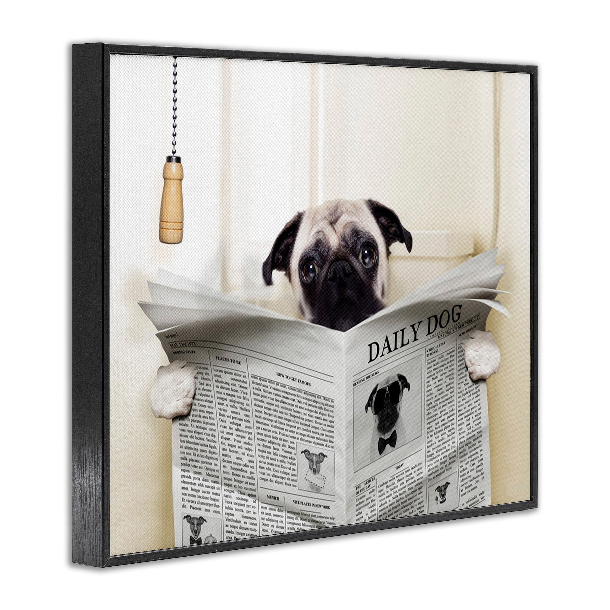 Stupell IndustriesPug Reading Newspaper in BathroomFramed Wall Art by In House Artist