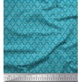 thumbnail image 1 of Soimoi Blue Silk Fabric Palmette Damask Printed Fabric 1 Yard 42 Inch Wide, 1 of 3