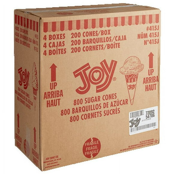JOY #415 Jacketed Sugar Cone - 800/Case | Crispy and Delicious Ice Cream Treats
