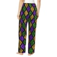 thumbnail image 3 of Sigee Mardi Gras Shiny Green Purple Print Women's Soft Pajama Pants - Breathable and Comfortable Lounge Sleep Bottoms with Elastic Waistband and Pockets-XX-Large, 3 of 9