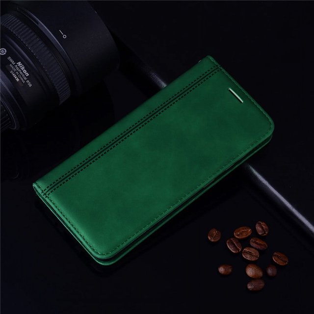 Leather Wallet Flip Case For Xiaomi Redmi Note 9S Case Card Holder Magnetic Book Cover For Redmi Note 9 Pro 9A 9C note 9T 9 Case Green Redmi 9C