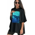 thumbnail image 4 of Plus Size Shirt for Women Black Tops for Women Short Sleeves Shirt for Women Sharks T Shirt Crewneck Shirt for Women 2XL, 4 of 5