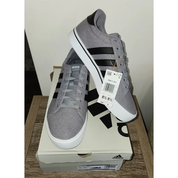 Ad-id-as Men's Daily 4.0 Sneakers – Size 9.5 – Grey/Core Black/Cloud White – New