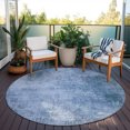 thumbnail image 6 of HomeRoots 625303 8 ft. Blue & Sky Blue Abstract Washable Transitional Indoor & Outdoor Round Area Rug, 6 of 7