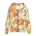 thumbnail image 3 of Renewold Pumpkins Maple Leaves Zipper Hoodies for Women Novelty Sweatshirt Thanksgiving Hoody Recreation Jackets for Jumpers Running Fall Drawstring Collar Sports Outfits Size 2XL, 3 of 6