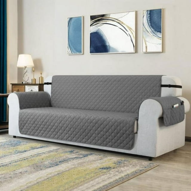 CHUN YI 1 Piece Sofa Couch Cover 6 Pockets with Elastic Straps Slipcover