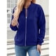 thumbnail image 5 of Suéter Tipo Cárdigan con Cremallera para Mujer, Sudadera con Capucha, Chaqueta de Larga, Conjuntos de Cuello Redondo, Abrigo Informal. Azul L, 5 of 10