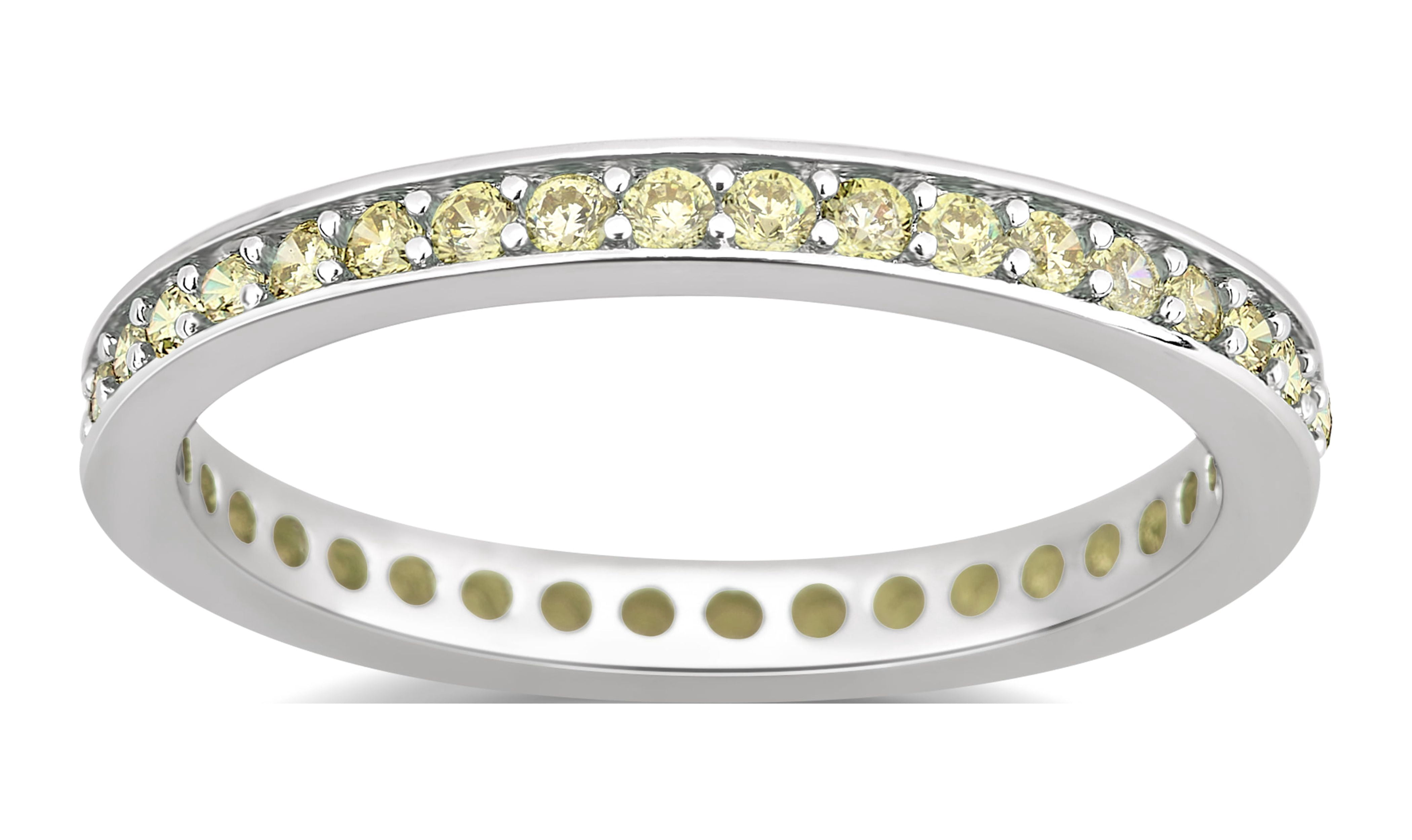 Arista Created Citrine Eternity Fashion Women's Wedding Band in Silver Overlay Brass