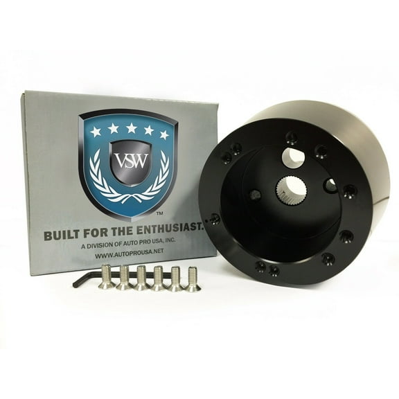 VSW 6-Bolt Black Steering Wheel Hub Adapter Compatible with 1969-1994 GM Passenger, 1974-1994 GM Truck STH1008BLK