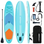 Inflatable Stand Up Paddle Board, 300 LBS Capacity PVC SUP Board, Wide Stable Design with Fins, Complete Accessories & Storage Backpack for All Skill Levels