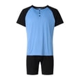 thumbnail image 1 of Faithtur Men?s Contrast Color Short Sleeve Tops and Shorts Pajamas Sets, 1 of 10