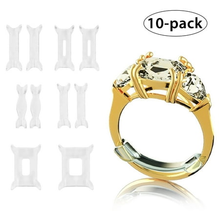 Ring Size Adjuster for Wide & Men Rings -EEEkit Invisible Ring Adjuster, 10 Pack,6 Sizes TPU Material Jewelry Guard, Tightener,Spacer, Sizer, Fitter,Multi-Size Ring