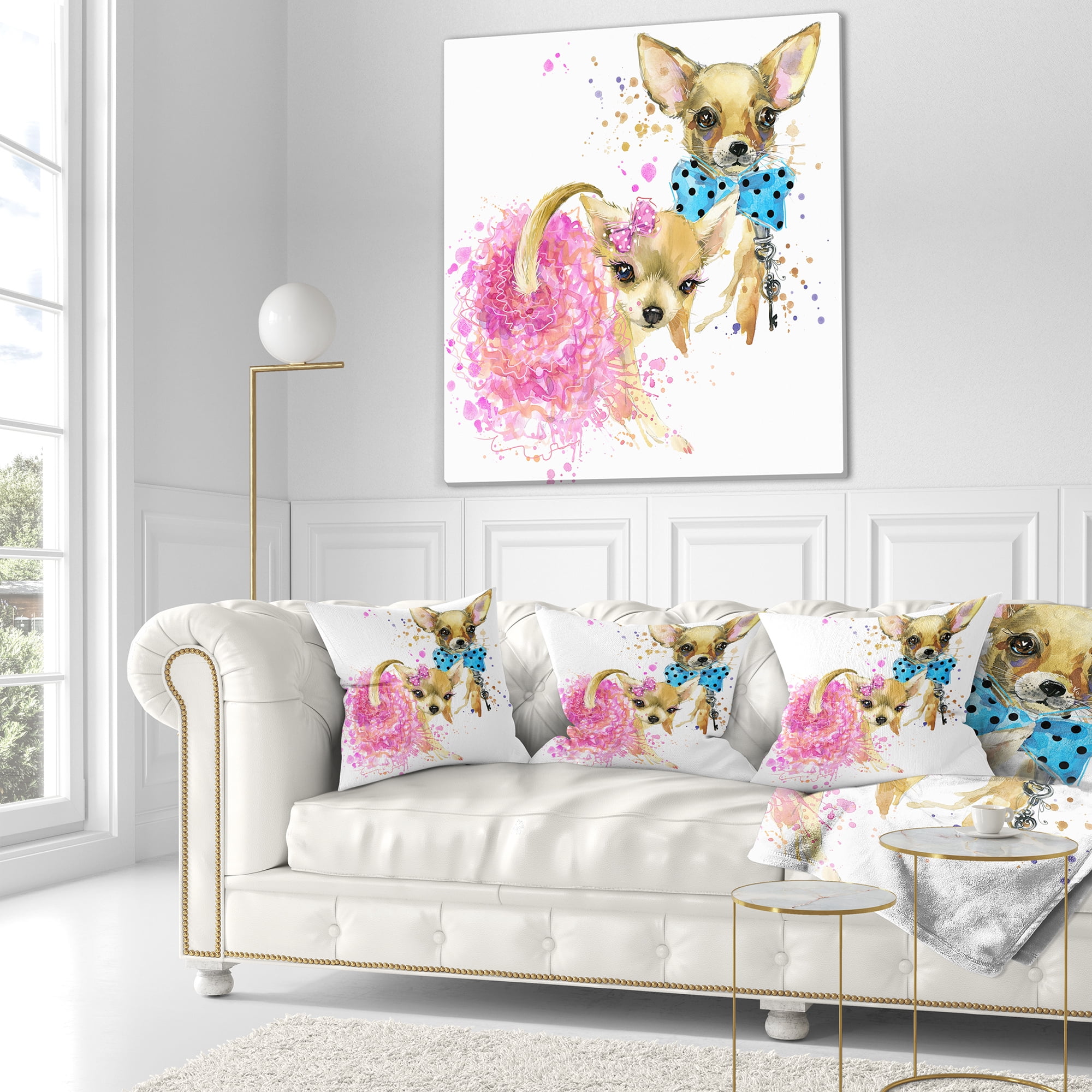 Designart Bridge and Groom Dog Illustration - Animal Throw Pillow - 18x18