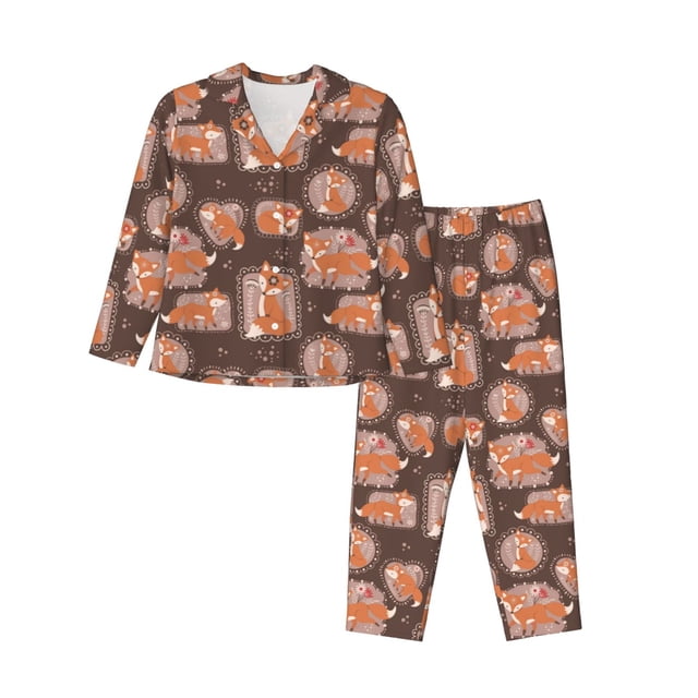 Disketp Ensemble de Pyjama Renard Magnifique à Manches Longues pour Femmes - TG
