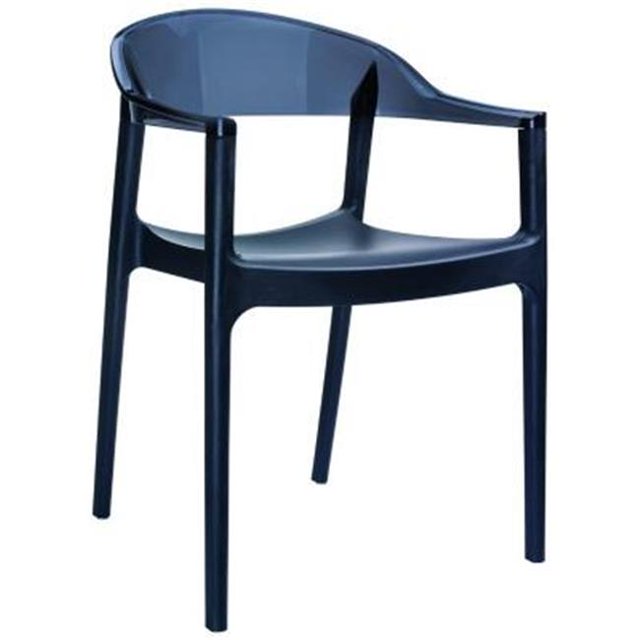 CArmen Chaise de Salle à Manger Moderne - Siège Blanc Dossier Noir Transparent - Lot de 2