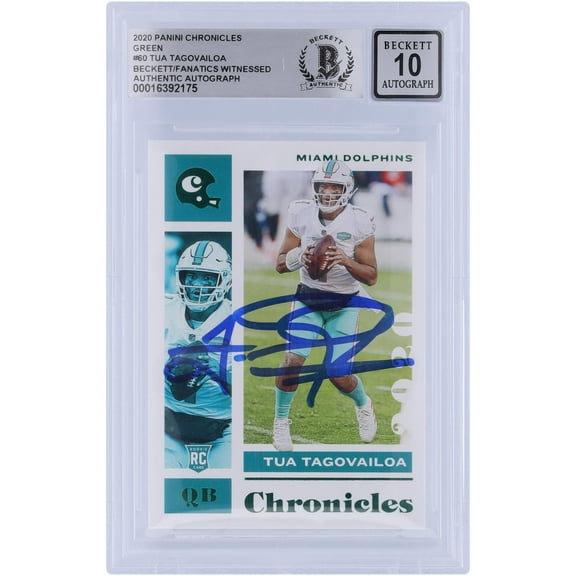 Tua Tagovailoa Miami Dolphins Autographed 2020 Panini Chronicles Green #60 Beckett Fanatics Witnessed Authenticated 10 Rookie Card - Fanatics Authentic Certified