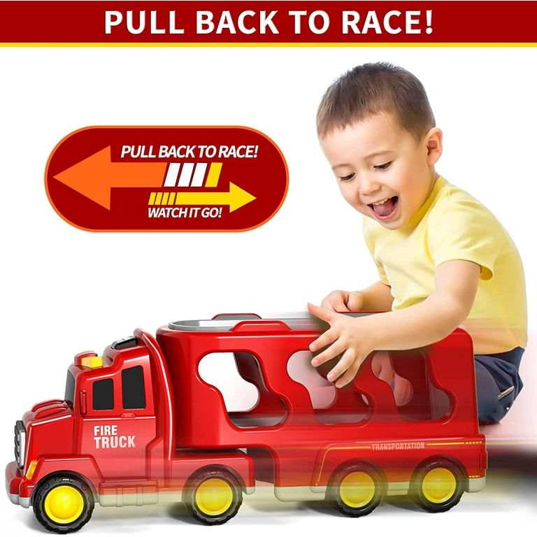 2 Year Old Boy Toys - 2 in 1 Car Carrier Transforms into Race Tracks with  Dual Launcher for Kids Ages 3-5 - 3 Year Old Boy Toys for 3 Year Old Boys