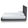thumbnail image 3 of Baxton Studio Fabrico Gray Velvet Fabric and Gold Metal King Size Platform Bed, 3 of 6