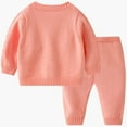 thumbnail image 4 of Zwiiyzr 2M-3T Toddler Baby Knit Sweater Outfits Set Casual Cute Flower Two Piece Set Long Sleeved Round Neck Button Shirt Set Pink, 4 of 9