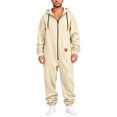 thumbnail image 2 of Ceisia Mens Loose Full Zip Hooded One Piece Jumpsuit Casual Sports Onesie Beige S Gift, 2 of 5