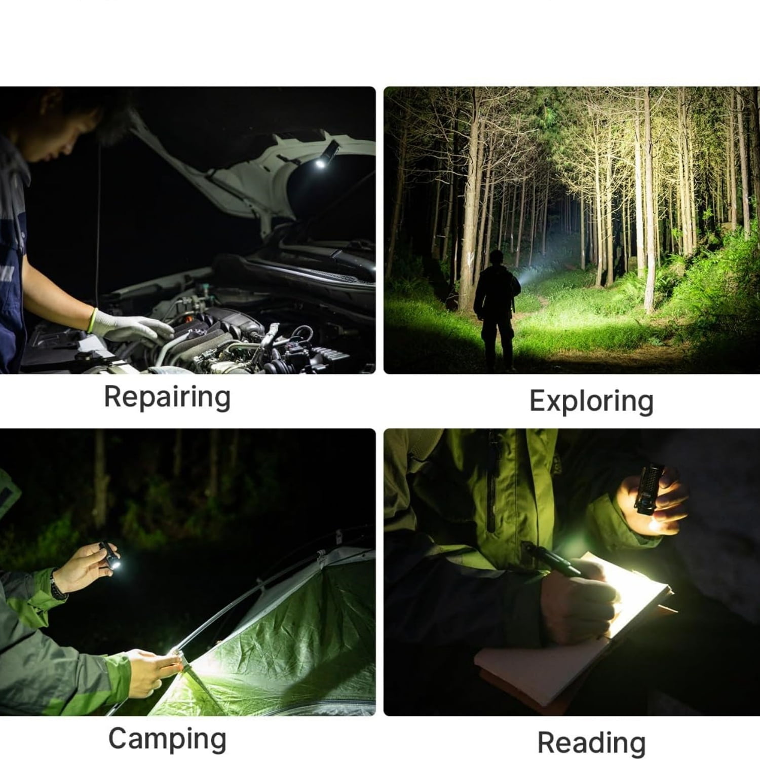 4 Rechargeable EDC Flashlight, LED Pocket Light 1300 Lumens with Magnetic Charging Cable, 6 Modes, IPX8 Waterproof Powerful Bright Flashlight for Home, Camping and Emergencies