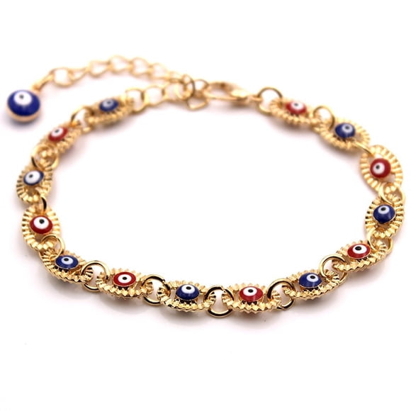 Evil Eye Bracelet Hand Blue Eyes Bracelet Retro Multi-Layer Rope Wrap Bracelet Handmade Devil's Eye Bangle Strand Bracelet Turkish Jewelry