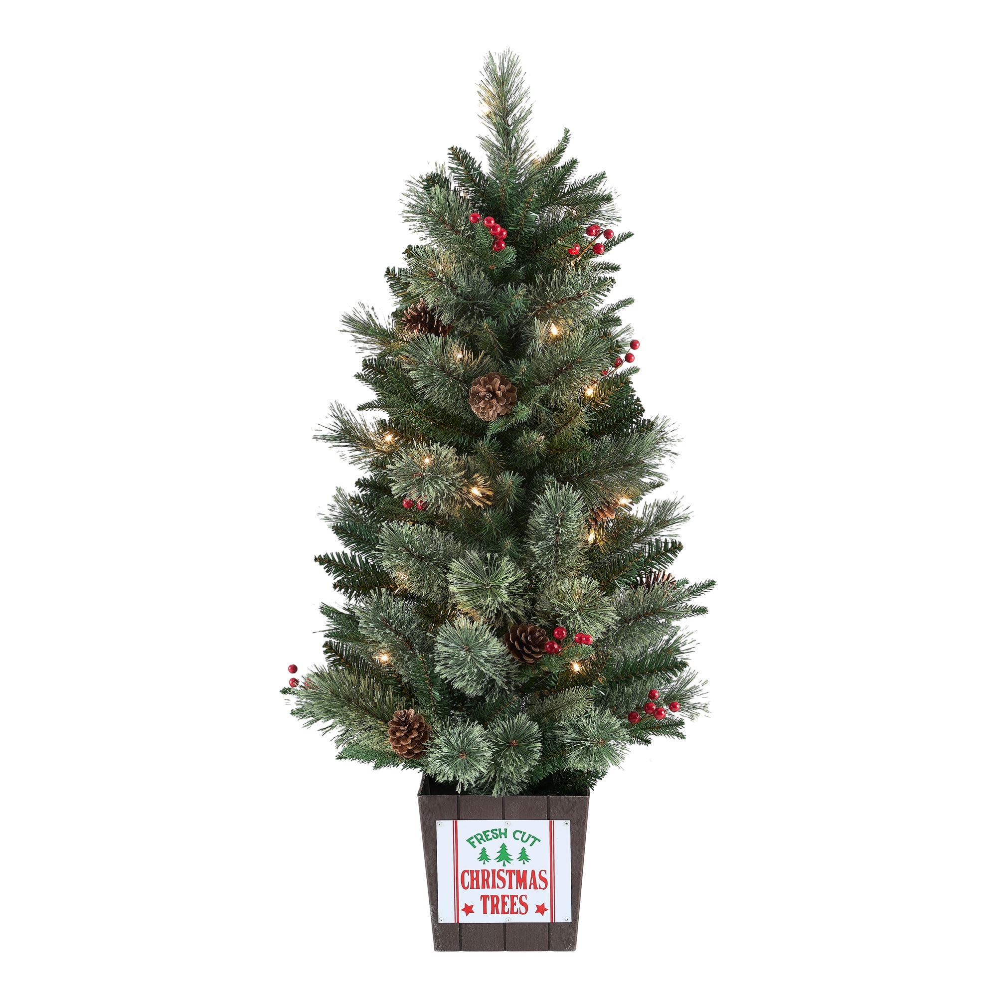 Holiday Time 3.5 Foot Pre-Lit Potted Cashmere Artificial Christmas Tree