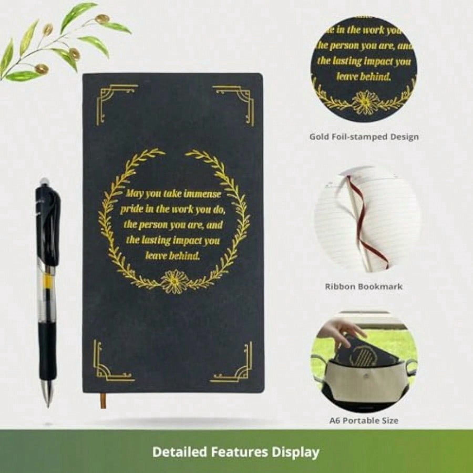 30 Sets Employee Appreciation Gift Set A6 Faux Leather Notebook with Gold Foil Motivational Quote Ergonomic Retractable Gel Pen Ideal for Coworkers Teachers Volunteers