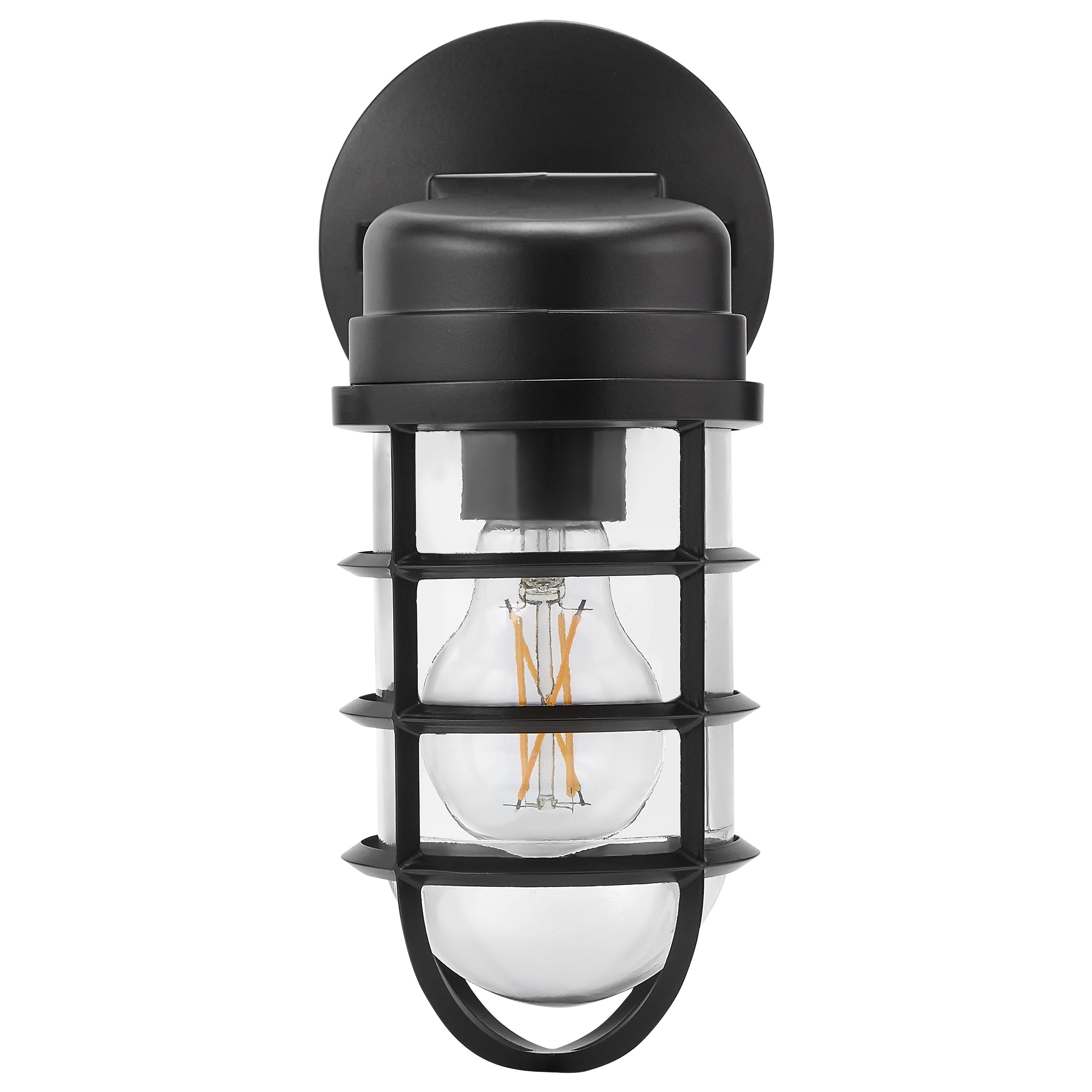 Maxxima LED Cage Light Wall Lantern - Outdoor Porch Light w/ A19 Edison Bulb, 800 Lumens, 2700K Soft White, Dimmable, Decorative Fixture with Modern Mount for Front Door, Garage, and Indoor Lighting