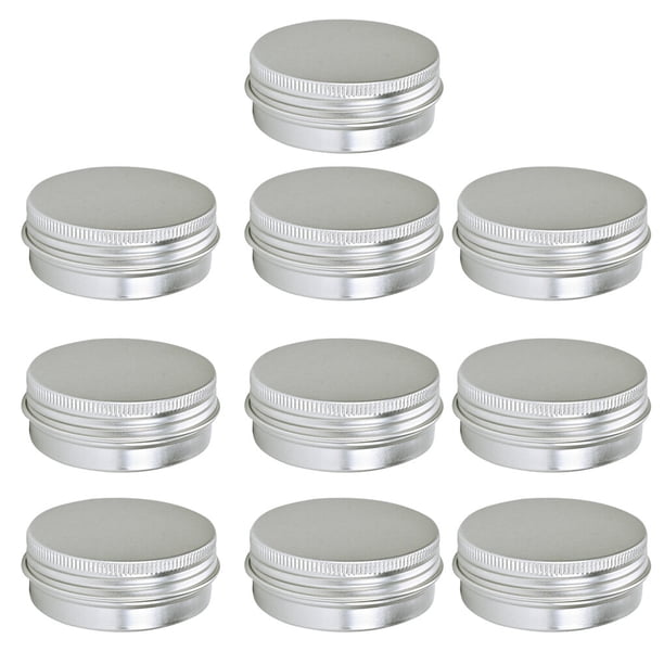 Bewildely Latas de aluminio plateadas vacías de 30ml, 10 Uds., latas con tapa de rosca, velas redondas, especias, maquillaje, latas con tapa de Almacenamiento y organización del hogar