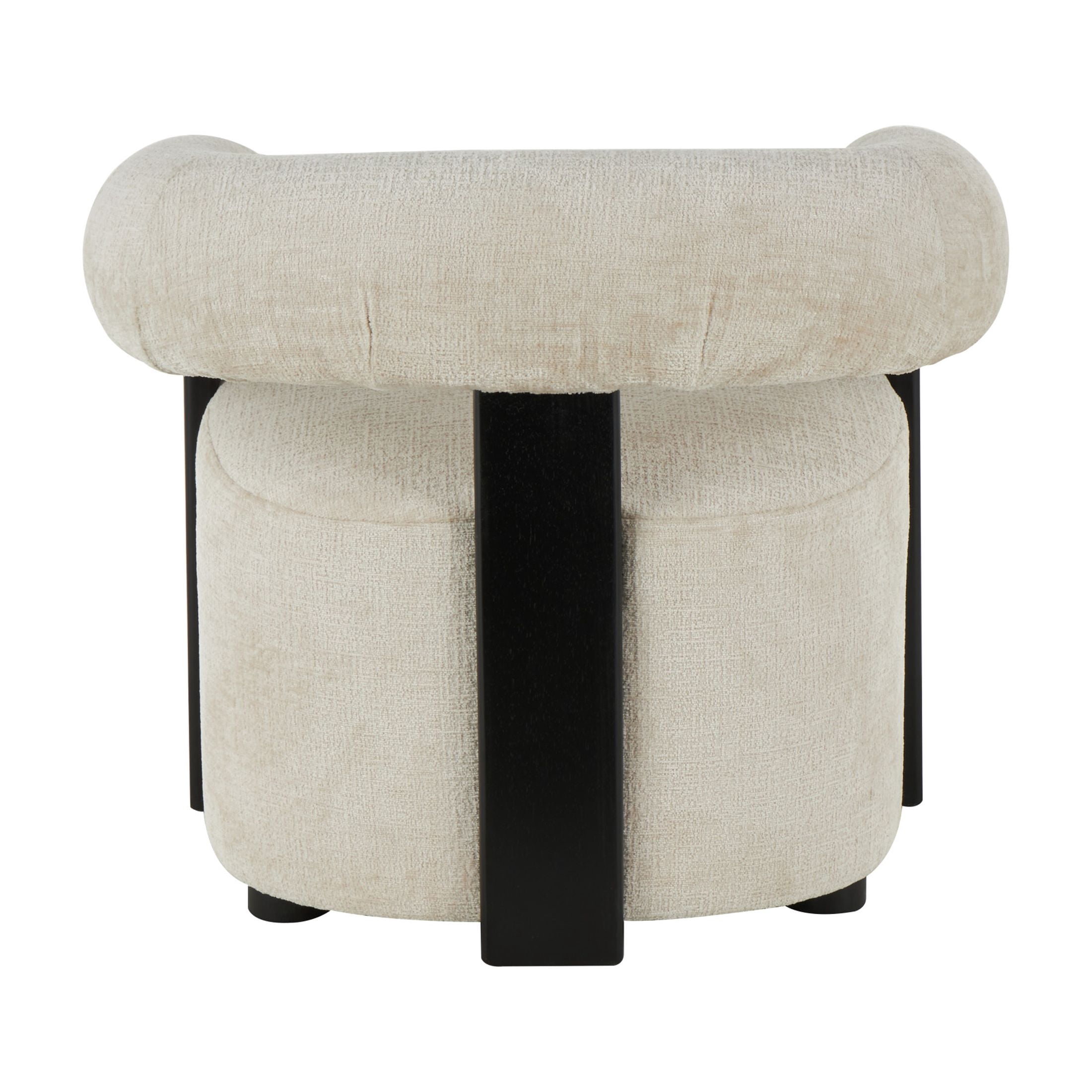 DecMode Polyester Curved Back Lounge Chair with Black Wood Support, Beige