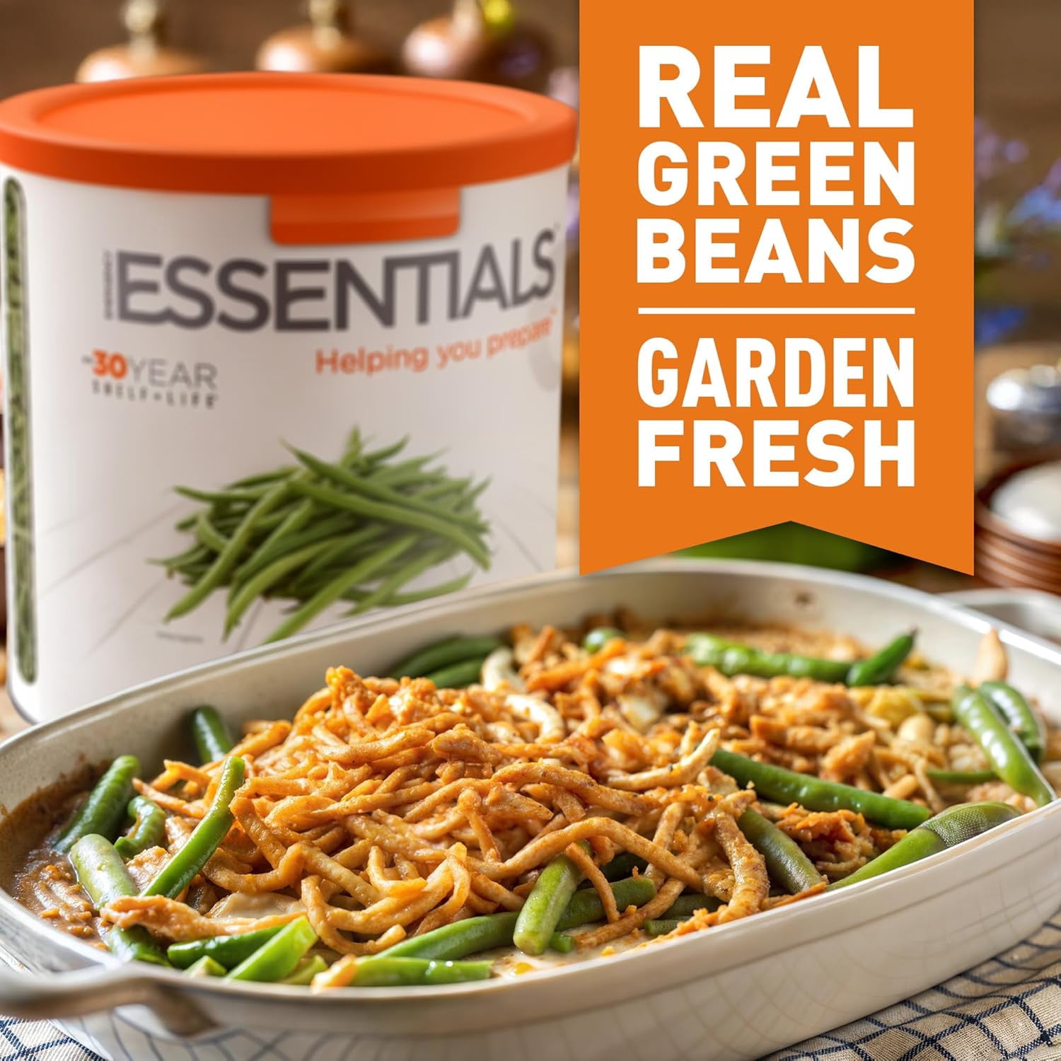 Emergency Essentials Freeze-Dried Green Beans #10 Can – 21 Servings – Emergency Food with 30-Year Shelf Life – Great for Food Storage and Everyday Use – No Additives or Preservatives – Made in USA