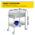 thumbnail image 4 of KFFKFF Laboratory Service Trolley, Dual-Tiered Stainless Steel Mobile Cart, Medical Trolley with Pair of Drawers, Dental Serving Cart with Locking Casters and Single Pail, Suitable for Labs, 4 of 9