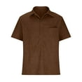 thumbnail image 6 of WREESH Men's Casual Button Down Shirts Loose Short Sleeve Solid Color Comfortable Turndown Collar Shirts Brown, 6 of 6