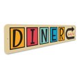 thumbnail image 3 of Diner Quality Food This Way Aluminum Metal Decor Sign - 4x18 inches, 3 of 4