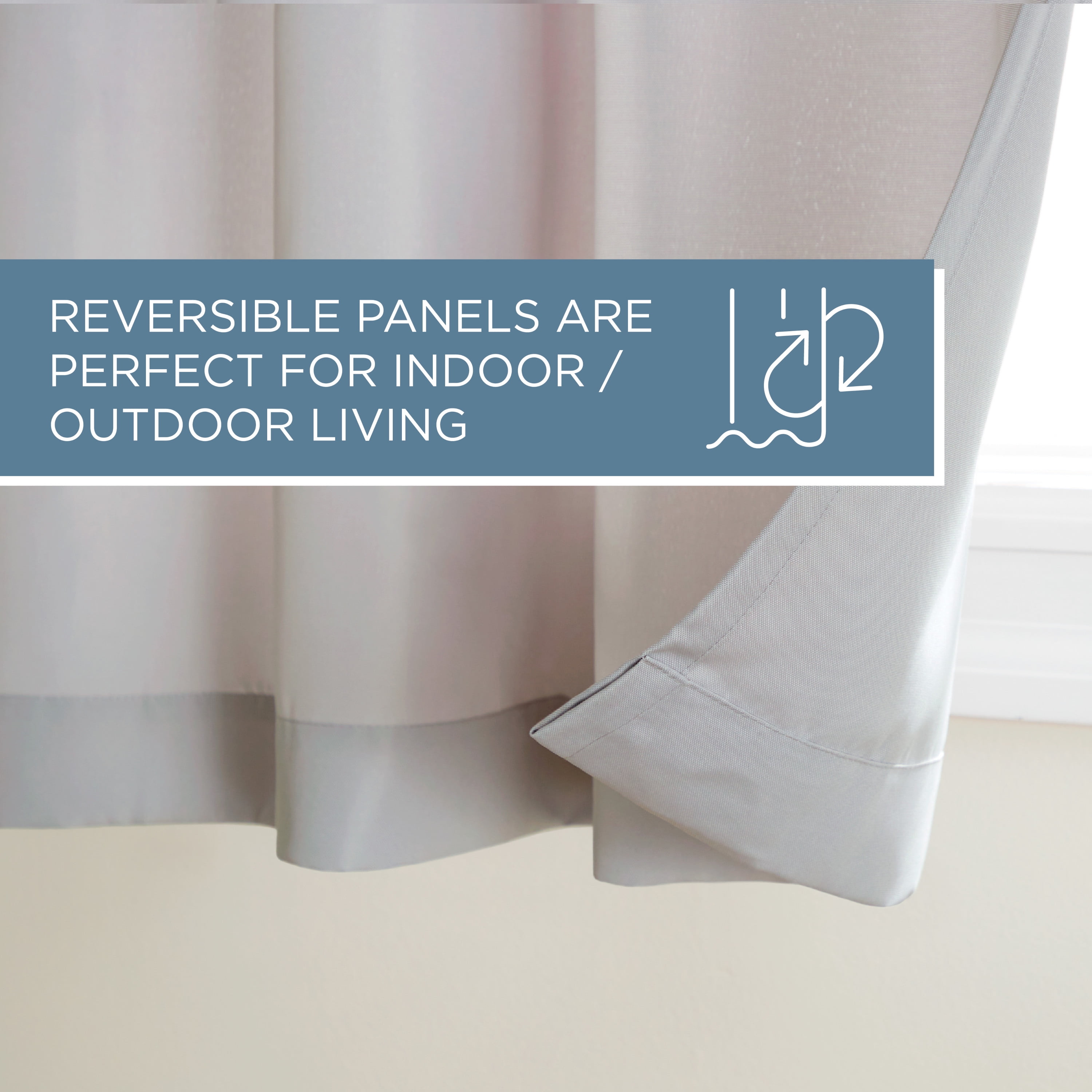 TOWN & COUNTRY BASICS Cabana Solid Heavyweight Indoor Outdoor Curtains, Light Filtering Opacity with Grommet Top, Water Repellent, 2-Pack Set, 54"x84", Cloud Grey