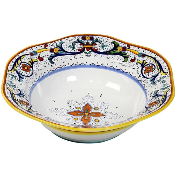 Ricco Deruta Hexagonal Salad Pasta Bowl-Italian Ceramic